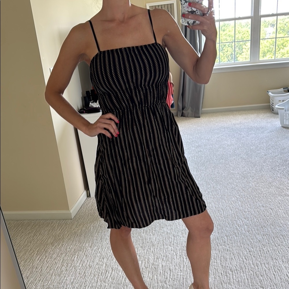 Madewell Smocked Black and White Polka Dot Dress NWT